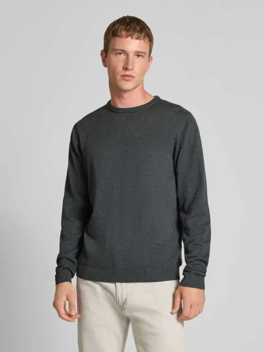 Zdjęcie produktu Bluzka z długim rękawem z dekoltem okrągłym Jack&Jones Ciemnoszary melanż