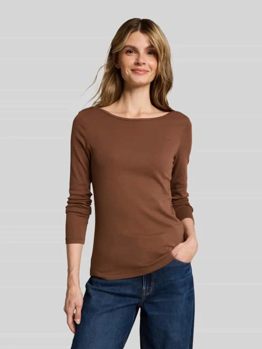 Zdjęcie produktu Bluzka z długim rękawem z dekoltem w łódkę Tom Tailor Camel