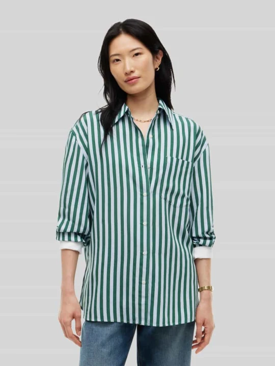 Zdjęcie produktu bluzka z długim rękawem z dodatkiem wiskozy i mieszanka nylonu Tommy Hilfiger Ciemnozielony
