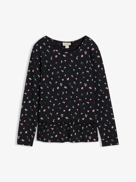 Zdjęcie produktu Bluzka z długim rękawem z elastycznej mieszanki bawełny organicznej BonPrix czarny