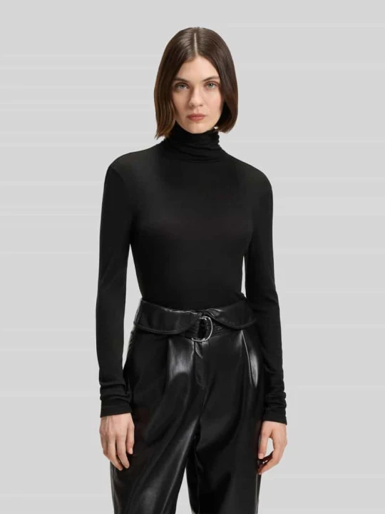 Zdjęcie produktu Bluzka z długim rękawem z golfem model 'Eliana' Boss Czarny