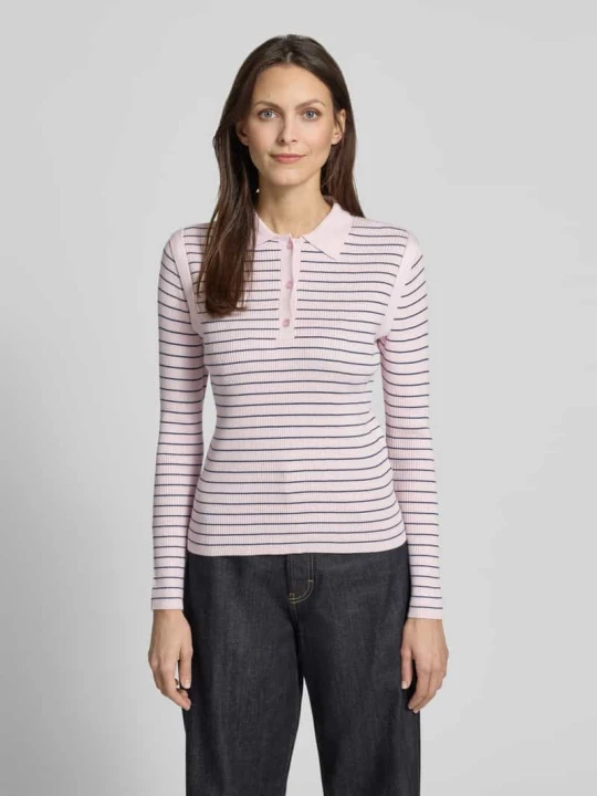 Zdjęcie produktu Bluzka z długim rękawem z kołnierzykiem polo model 'VERAN' CPH MUSE Jasnoróżowy