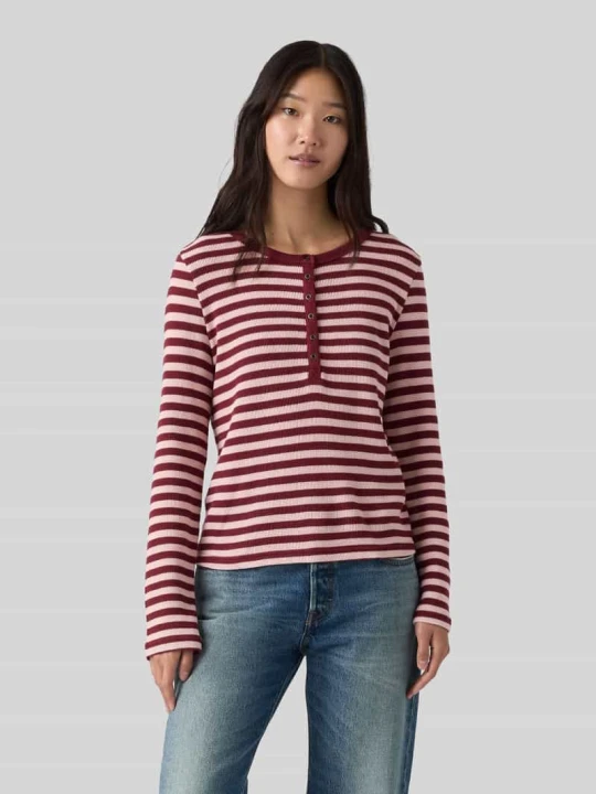 Zdjęcie produktu Bluzka z długim rękawem z krótką listwą guzikową Levi's Bordowy
