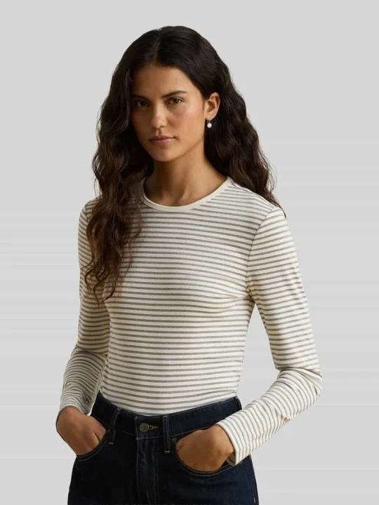 Zdjęcie produktu Bluzka z długim rękawem z mieszanki bawełny o kroju regular fit Lauren Ralph Lauren Écru