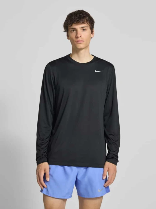 Zdjęcie produktu Bluzka z długim rękawem z nadrukiem z logo i okrągły dekolt Nike Czarny