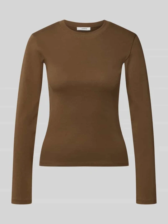 Zdjęcie produktu Bluzka z długim rękawem z okrągłym dekoltem model 'EVERYDAY' Topshop Czekoladowy