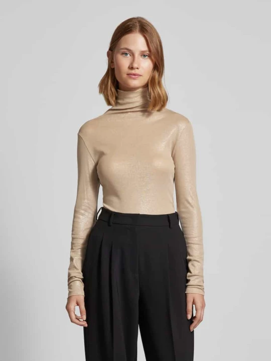 Zdjęcie produktu Bluzka z długim rękawem z półgolfem LUISA CERANO Camel melanż