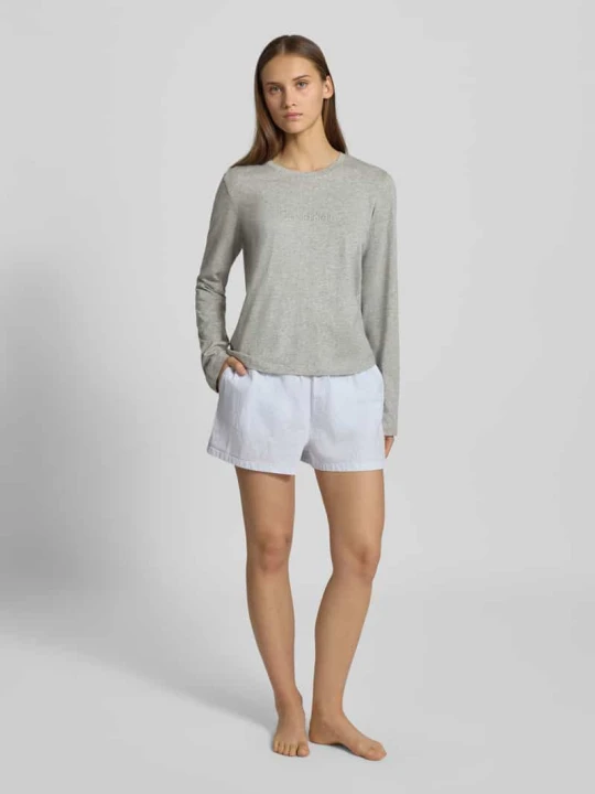 Zdjęcie produktu Bluzka z długim rękawem z wyhaftowanym logo Calvin Klein Jasnoszary