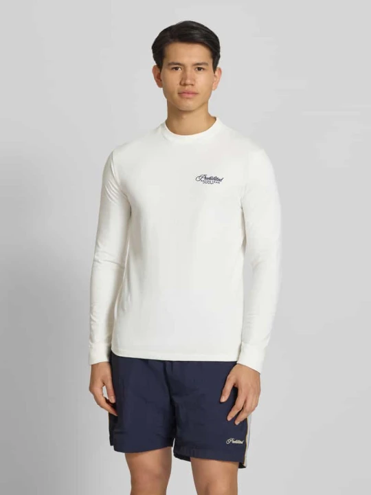 Zdjęcie produktu Bluzka z długim rękawem z wyhaftowanym logo model 'Cyclists Longsleeve' PROHIBITED Złamany biały