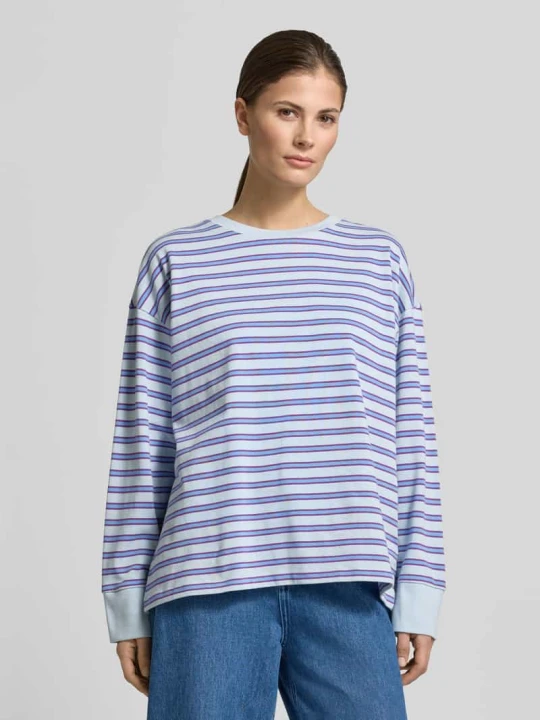 Zdjęcie produktu bluzka z długim rękawem z wzór w paski - curated by Tinvcb Style Icon Collection Jasnoniebieski