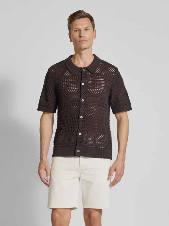 Zdjęcie produktu Bluzka z dzianiny o kroju regular fit z listwą guzikową Jack&Jones Czarny