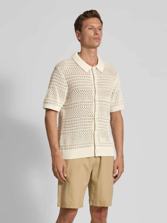 Zdjęcie produktu Bluzka z dzianiny o kroju regular fit z listwą guzikową Jack&Jones Złamany biały