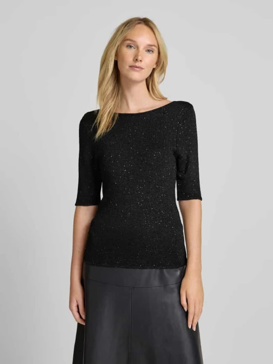 Zdjęcie produktu Bluzka z dzianiny z cekinowym obszyciem model ‘JOSIE’ Selected Czarny