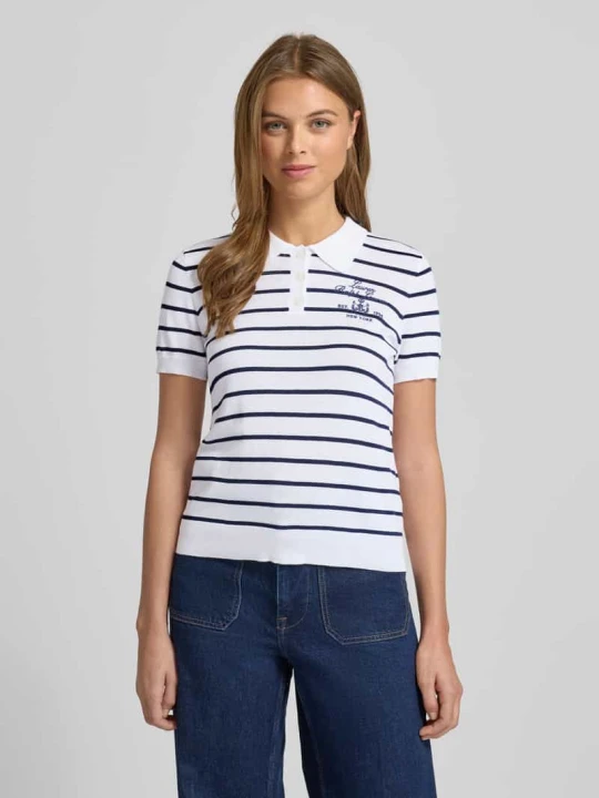 Zdjęcie produktu Koszulka z dzianiny z kołnierzykiem polo Model 'NATRISSA' Lauren Ralph Lauren Granatowy