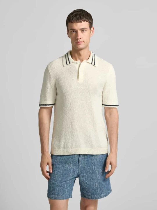 Zdjęcie produktu Bluzka z dzianiny z kołnierzykiem polo model ‘SAPEDRO POLO’ Samsøe Samsøe Złamany biały
