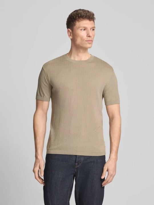 Zdjęcie produktu Bluzka z dzianiny z okrągłym dekoltem Armani Exchange Piaskowy