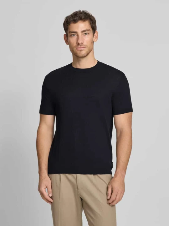 Zdjęcie produktu Bluzka z dzianiny z okrągłym dekoltem Armani Exchange Ciemnoniebieski