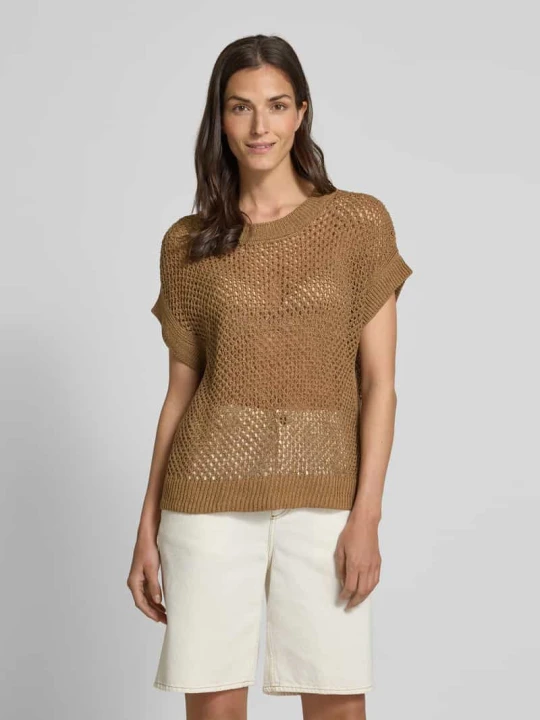 Zdjęcie produktu Bluzka z dzianiny z okrągłym dekoltem milano italy Camel