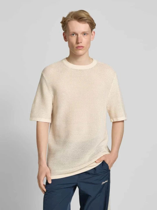 Zdjęcie produktu Bluzka z dzianiny z okrągłym dekoltem model ‘ALMERIA’ Jack&Jones Złamany biały