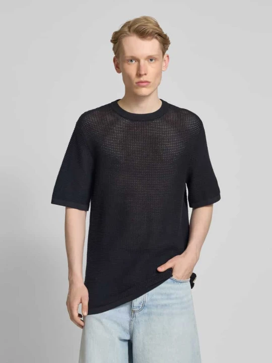 Zdjęcie produktu Bluzka z dzianiny z okrągłym dekoltem model ‘ALMERIA’ Jack&Jones czarny