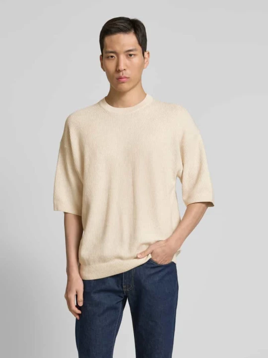 Zdjęcie produktu Koszulka dzianinowa z dekoltem w łódkę model 'KALEB' Jack&Jones Złamany biały