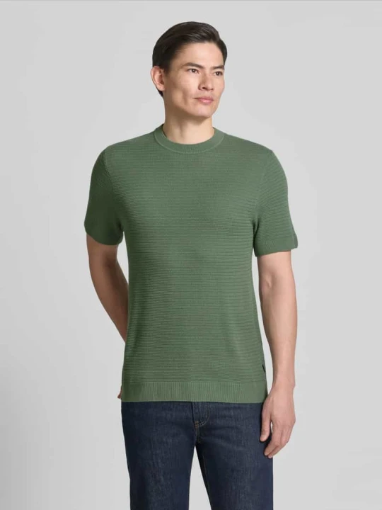 Zdjęcie produktu Bluzka z dzianiny z okrągłym dekoltem model 'RILEY' Jack&Jones Ciemnozielony