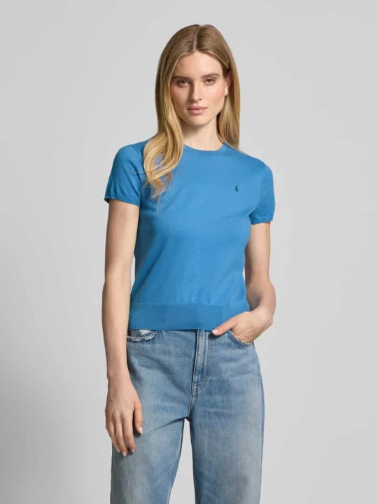 Zdjęcie produktu Bluzka z dzianiny z wyhaftowanym logo Polo Ralph Lauren Niebieski