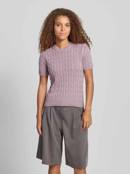 Zdjęcie produktu Bluzka z dzianiny ze ściegiem warkoczowym i okrągłym dekoltem Carhartt WIP Jasnoróżowy