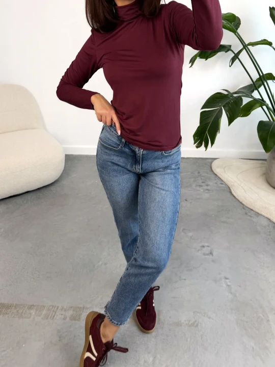 Zdjęcie produktu Bluzka z Golfem Bordowa Livia ClothStore