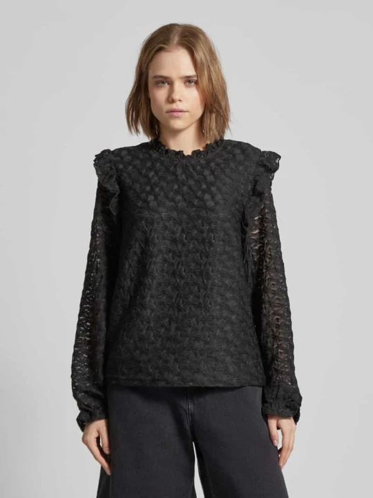 Zdjęcie produktu Bluzka z koronkowym obszyciem model ‘JOLLINE’ Pieces Czarny