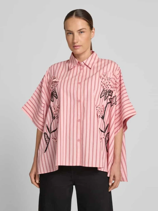 Zdjęcie produktu Bluzka z krótkim rękawem o kroju oversized z czystej bawełny model 'JONKOE' Essentiel Antwerp Różowy