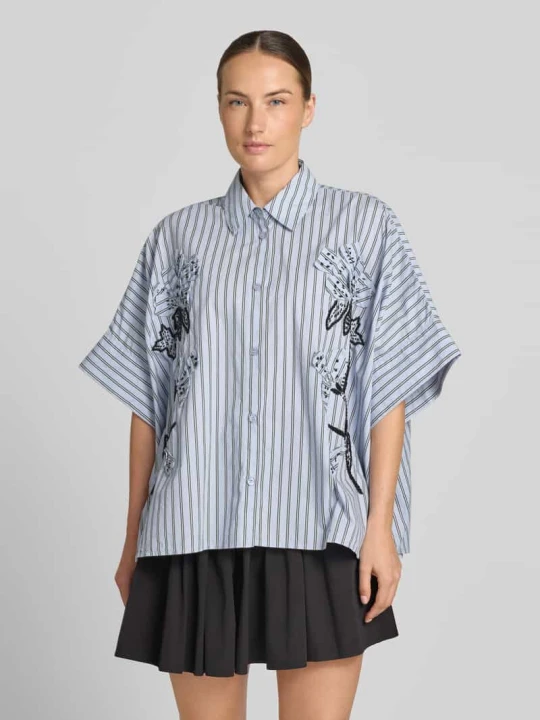 Zdjęcie produktu Bluzka z krótkim rękawem o kroju oversized z czystej bawełny model 'JONKOE' Essentiel Antwerp Jasnoniebieski