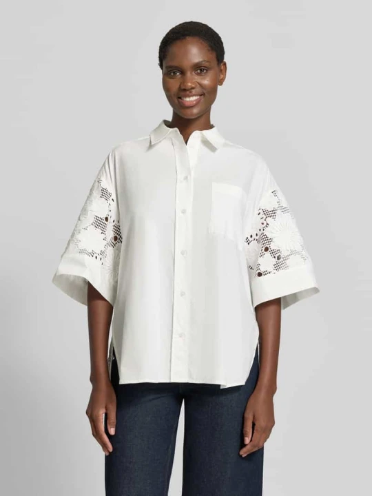 Zdjęcie produktu Bluzka z krótkim rękawem o kroju relaxed fit z czystej bawełny model 'KALI' Essentiel Antwerp Biały