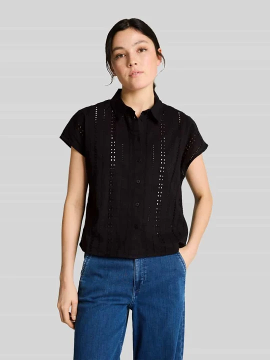 Zdjęcie produktu Bluzka z krótkim rękawem o kroju relaxed fit z czystej bawełny Tom Tailor Czarny
