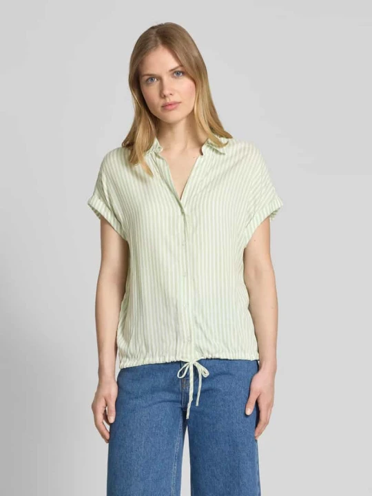 Zdjęcie produktu Bluzka z krótkim rękawem o kroju relaxed fit z czystej wiskozy z dekoltem w serek Tom Tailor Jasnozielony