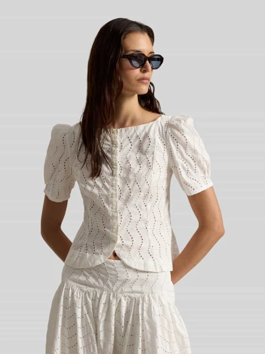 Zdjęcie produktu Bluzka z krótkim rękawem o kroju slim fit z czystej bawełny model 'JULES' Polo Ralph Lauren Biały