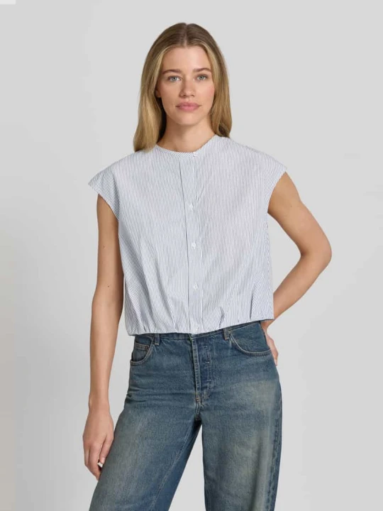 Zdjęcie produktu Bluzka z krótkim rękawem o pudełkowym kroju z czystej bawełny model 'GELATINA' Weekend Max Mara Niebieski