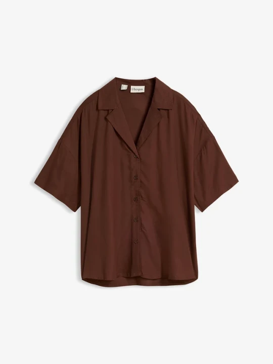 Zdjęcie produktu Bluzka z krótkim rękawem oversize, z miękkiej mieszanki wiskozy BonPrix brązowy