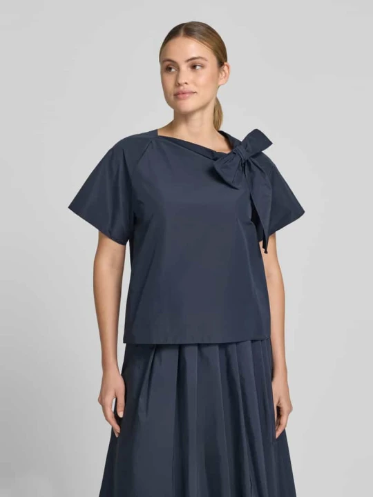 Zdjęcie produktu bluzka z krótkim rękawem w kroju regular fit z domieszką bawełny model 'RECENTE' Weekend Max Mara Ciemnoniebieski