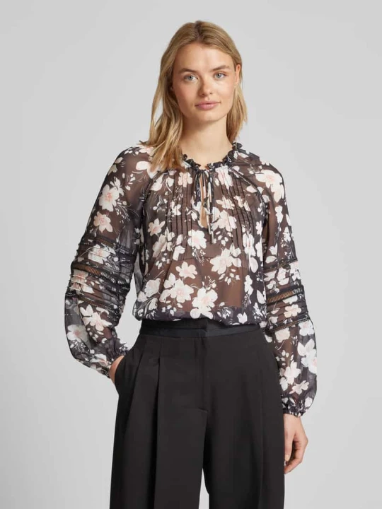 Zdjęcie produktu Bluzka z kwiatowym nadrukiem model ‘GILDA’ Guess Czarny