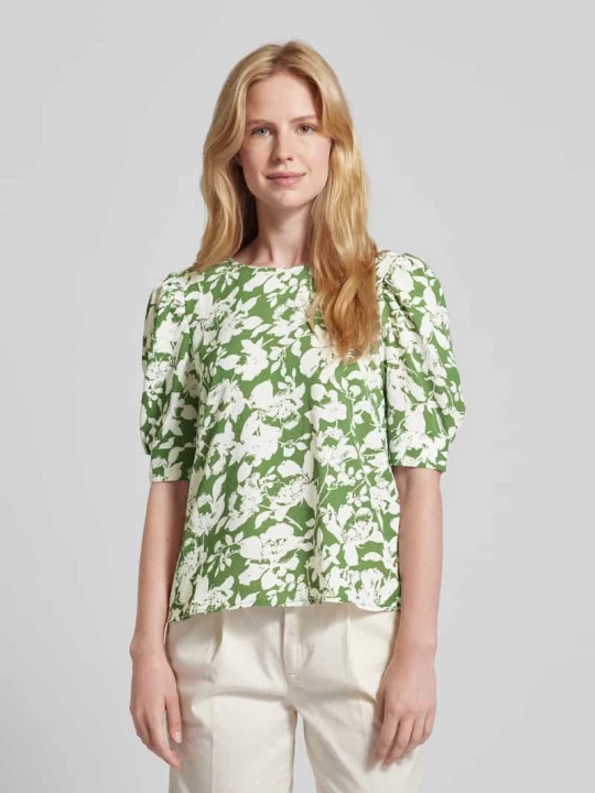 Zdjęcie produktu Bluzka z kwiatowym wzorem model ‘FREJ’ Vero Moda Oliwkowy