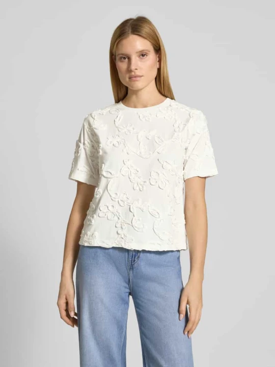 Zdjęcie produktu t-shirt o kroju regular fit z kwiatową ozdobną aplikacją Jake*s Złamany biały