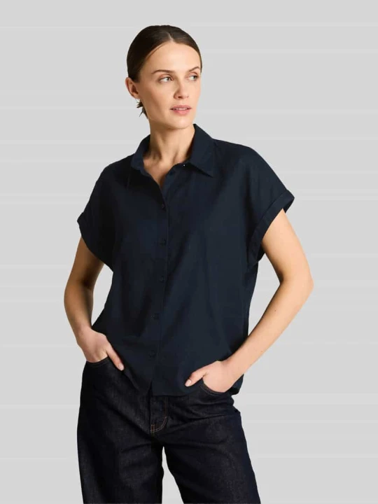 Zdjęcie produktu Bluzka z lnu i wiskozy o kroju loose fit Tom Tailor Ciemnoniebieski