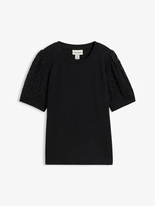 Zdjęcie produktu Bluzka z mieszanki bawełny BonPrix czarny
