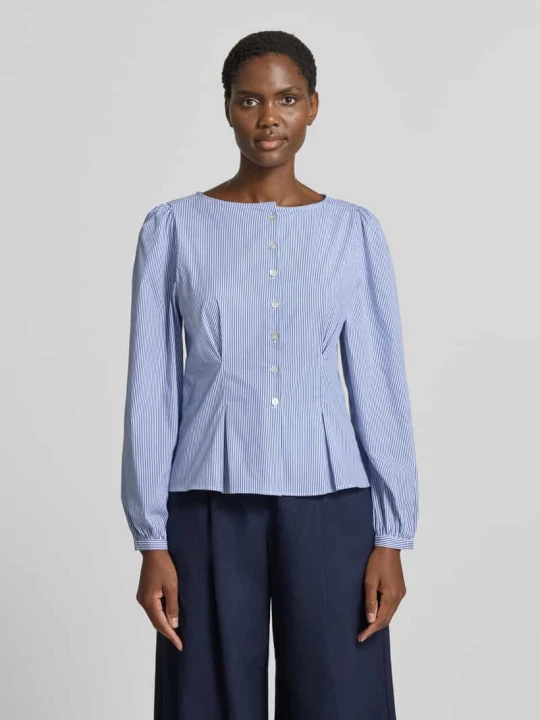 Zdjęcie produktu Bluzka z mieszanki bawełny z falbaną peplum Rich & Royal Błękitny