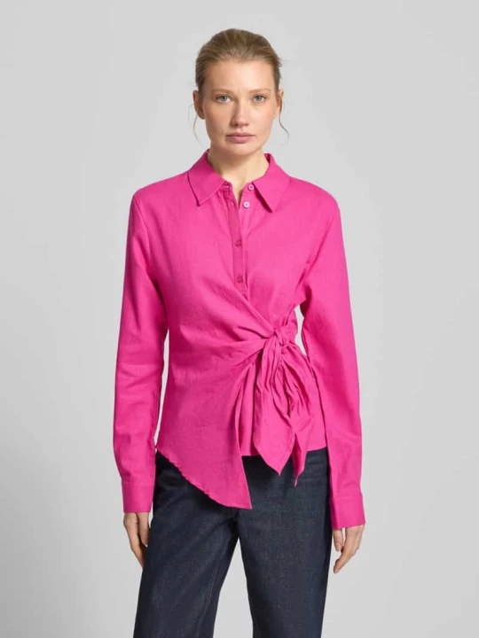 Zdjęcie produktu bluzka z mieszanki lnu i wiskozy z wiązanym detalem model 'Mathilda' Guido Maria Kretschmer Fuksjowy