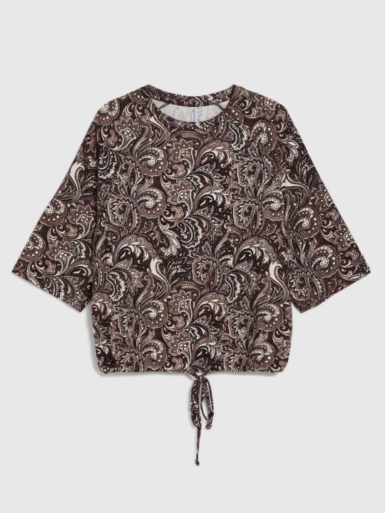 Zdjęcie produktu Bluzka z motywem paisley brązowa Moodo
