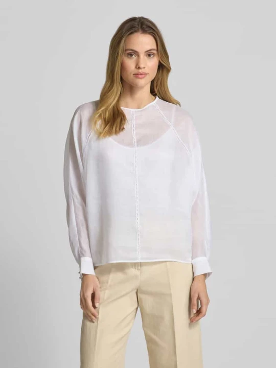 Zdjęcie produktu Bluzka z okrągłym dekoltem model ‘EDILE’ Max Mara Biały