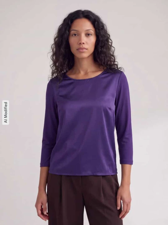 Zdjęcie produktu bluzka z rękawem o dł. 3 / 4 o kroju slim fit z mieszanka wiskozy model 'Tamina' JOOP! Jasnośliwkowy