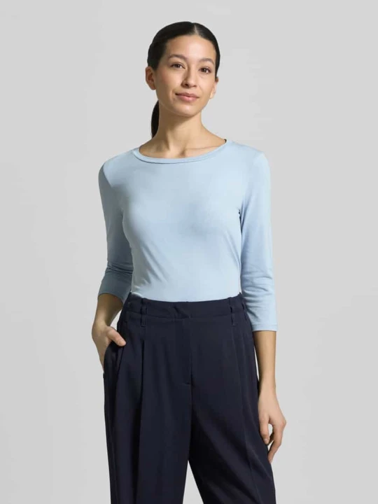 Zdjęcie produktu Bluzka z rękawem o dł. 3/4 o kroju slim fit z mieszanki bawełny model „MULTIA” Weekend Max Mara Jasnoniebieski
